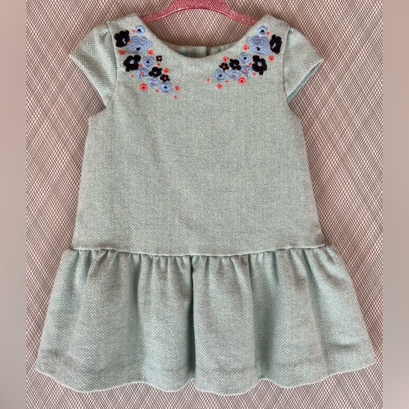 Janie and Jack Other - Janie and Jack - Blue herringbone tweed fabric wool peplum dress (Sz 12-18m)